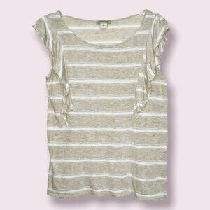 Lucky Brand Coastal Sleeveless Top Cream White Womens Size Large